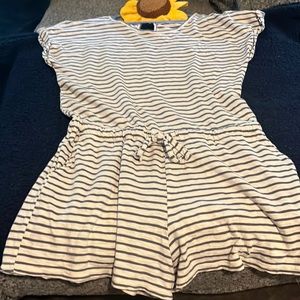 Romper-shorts size lg by Time & Tru with pockets in EUC. White with blue stripes